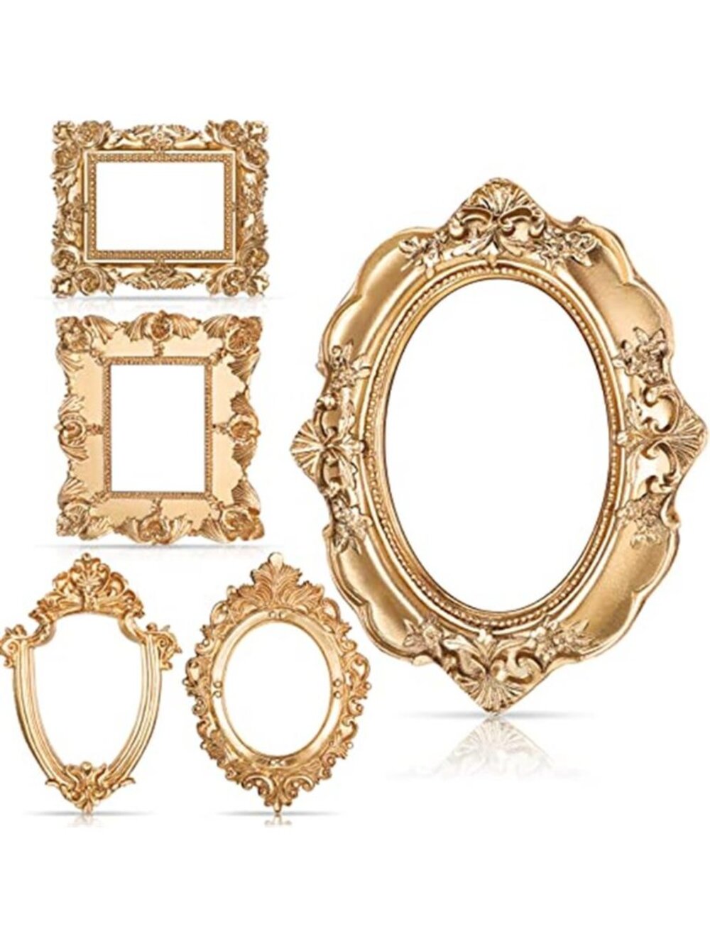 5 Pcs 4.9 x 4 Small Vintage Gold Frames for Craft DIY Decoration, Mini Ornate